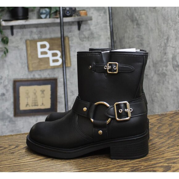 Universal Thread Womens Connor Harness Buckle Ankle Boots 90511576 Black 9M - Picture 2 of 9